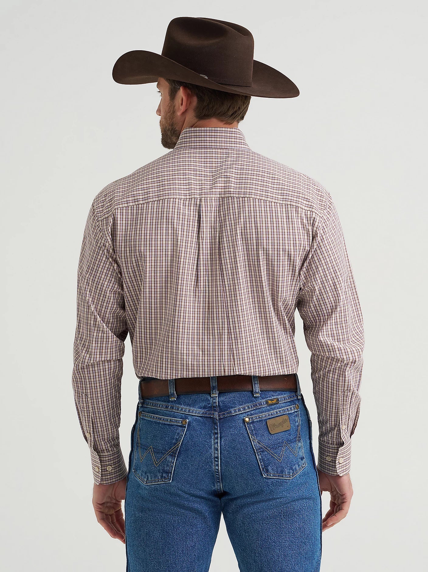 112369635 Wrangler George Strait Collection Two Pocket Long Sleeve Shirt - Stone Multi