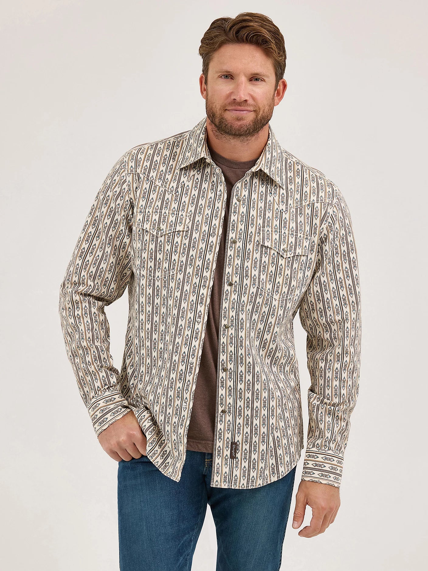 112369843 Wrangler Retro Long Sleeve Shirt - Modern Fit - Antique White