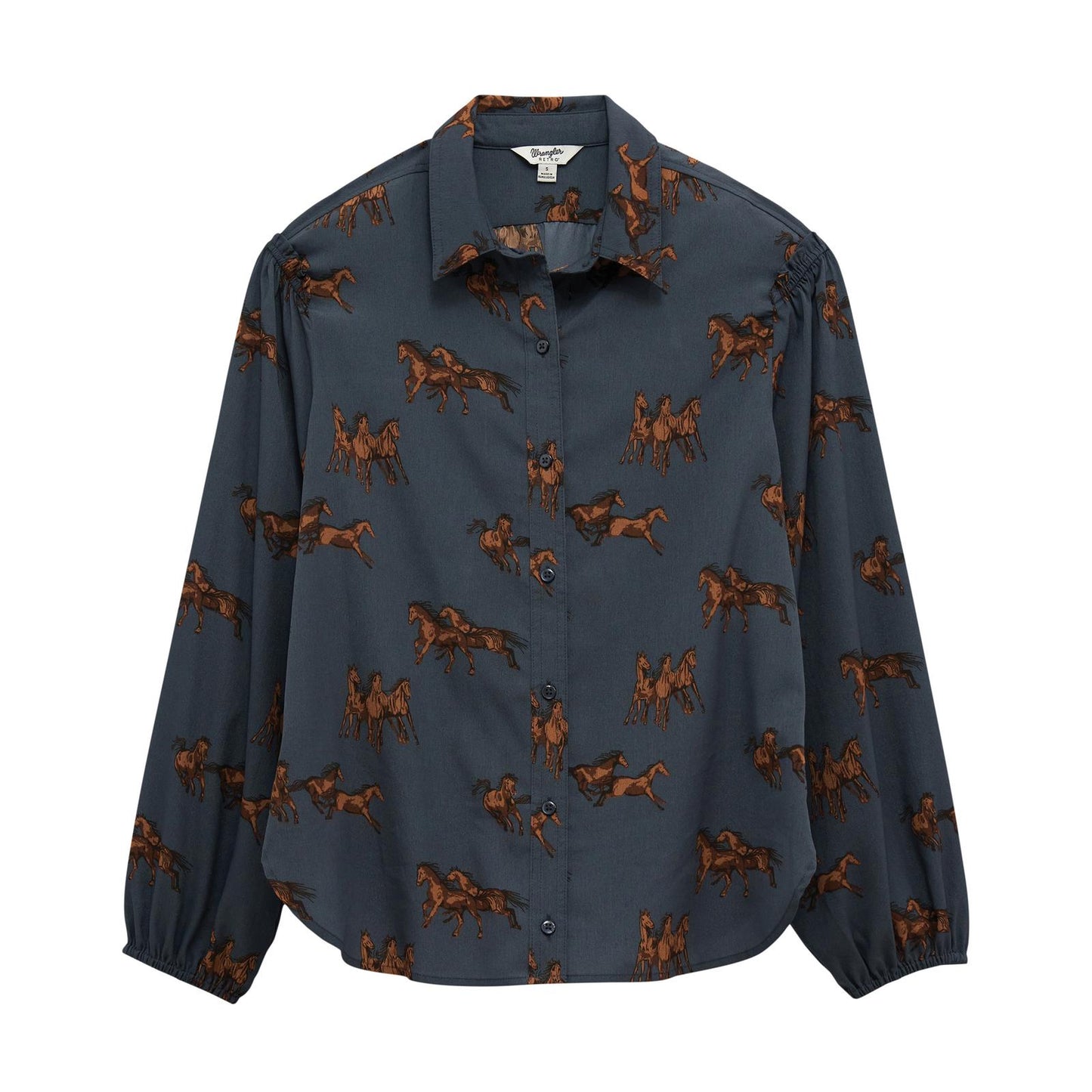 112382747 Wrangler Retro® Punchy Ruffle Sleeve Shirt - Blue
