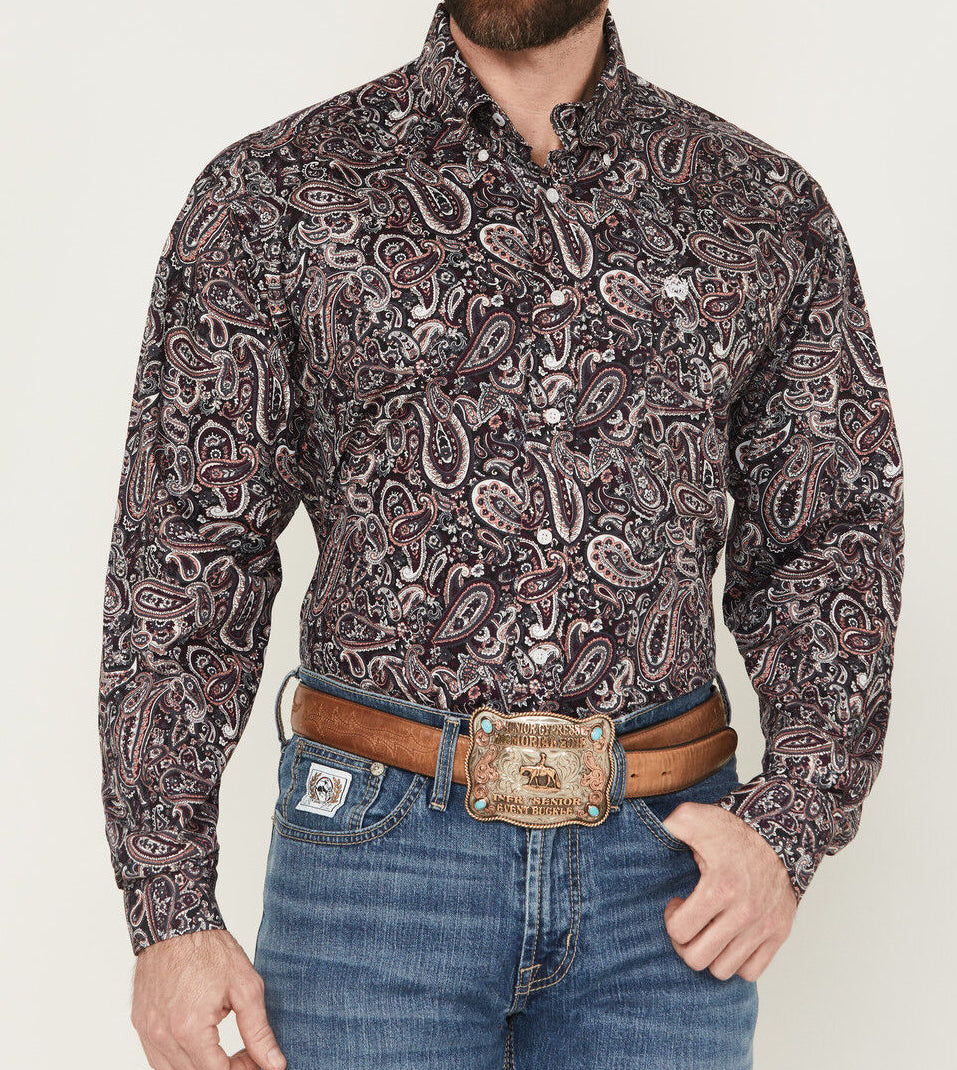 MTW1106001 Cinch Paisley Print Button Up Shirt