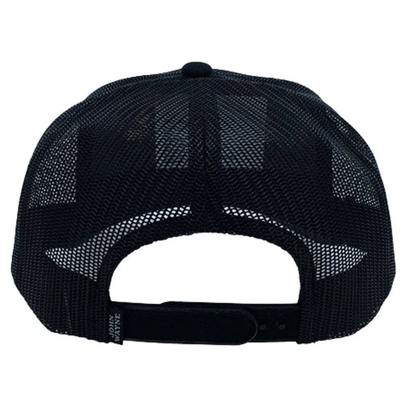 2266T-BK John Wayne Black 5 Panel Trucker with Mustard Stitch Logo