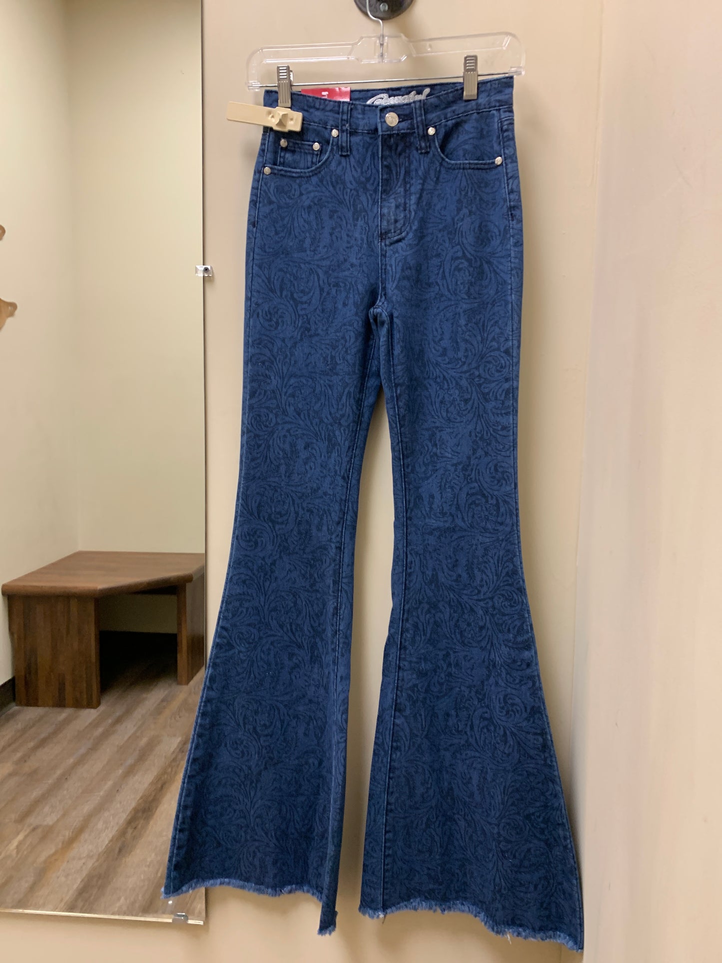 202237-450 Cowgirl Hardware Ladies Tooled Print Jean