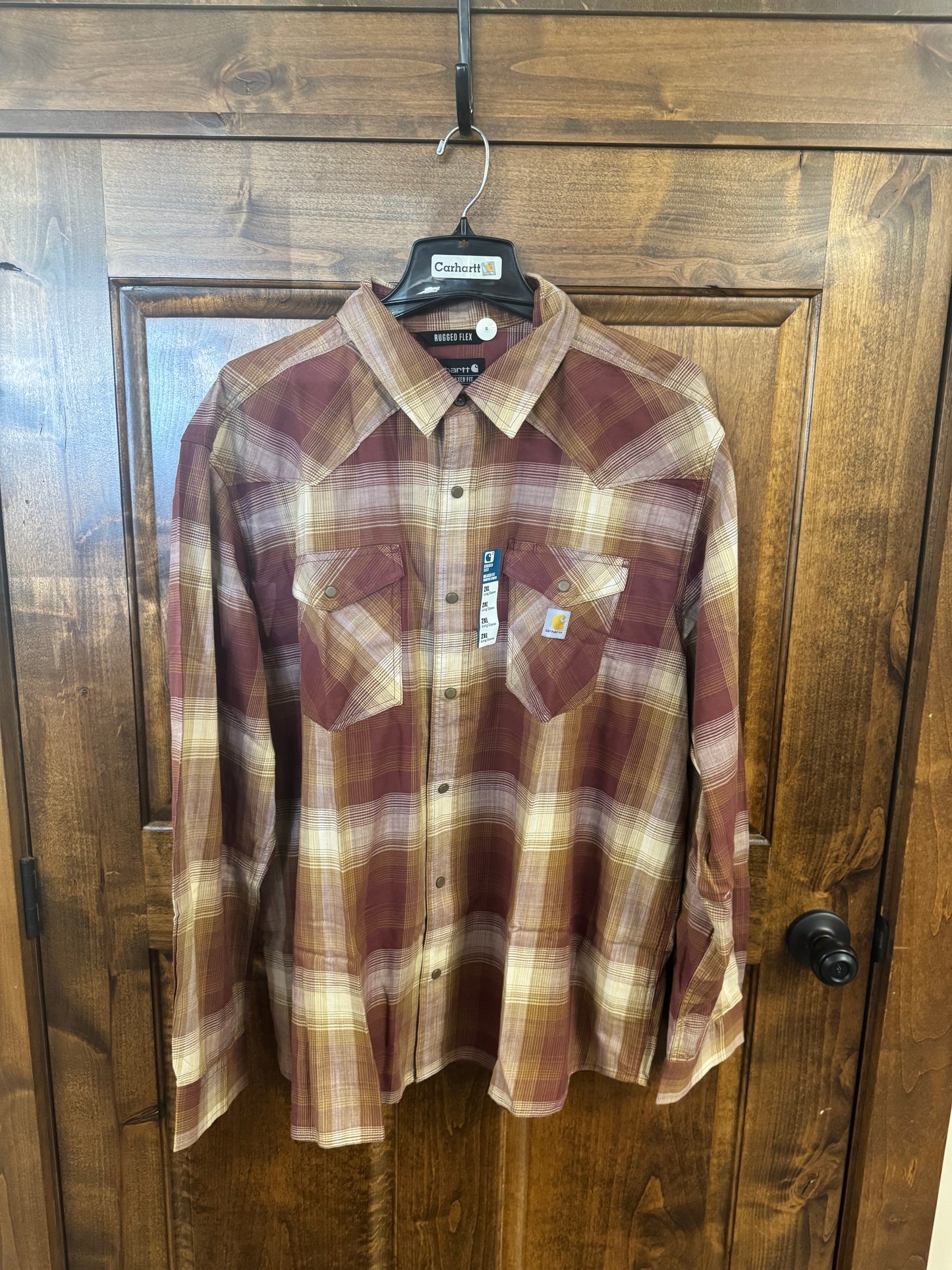 106256-HK8 Carhartt Montana Rugged Flex® Relaxed Fit Lightweight Long-Sleeve Snap-Front Plaid Shirt