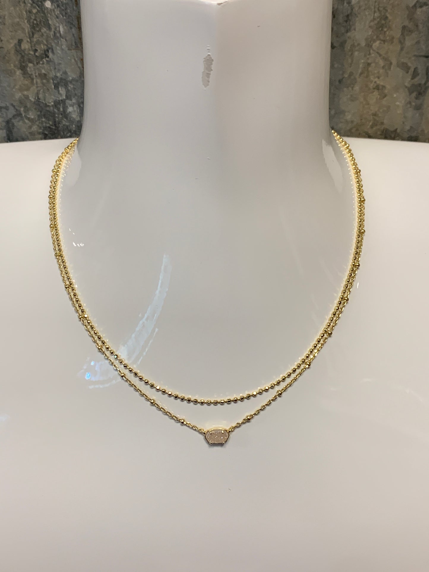 4217718146 Kendra Scott Emilie Gold Multi Strand Necklace in Iridescent Drusy