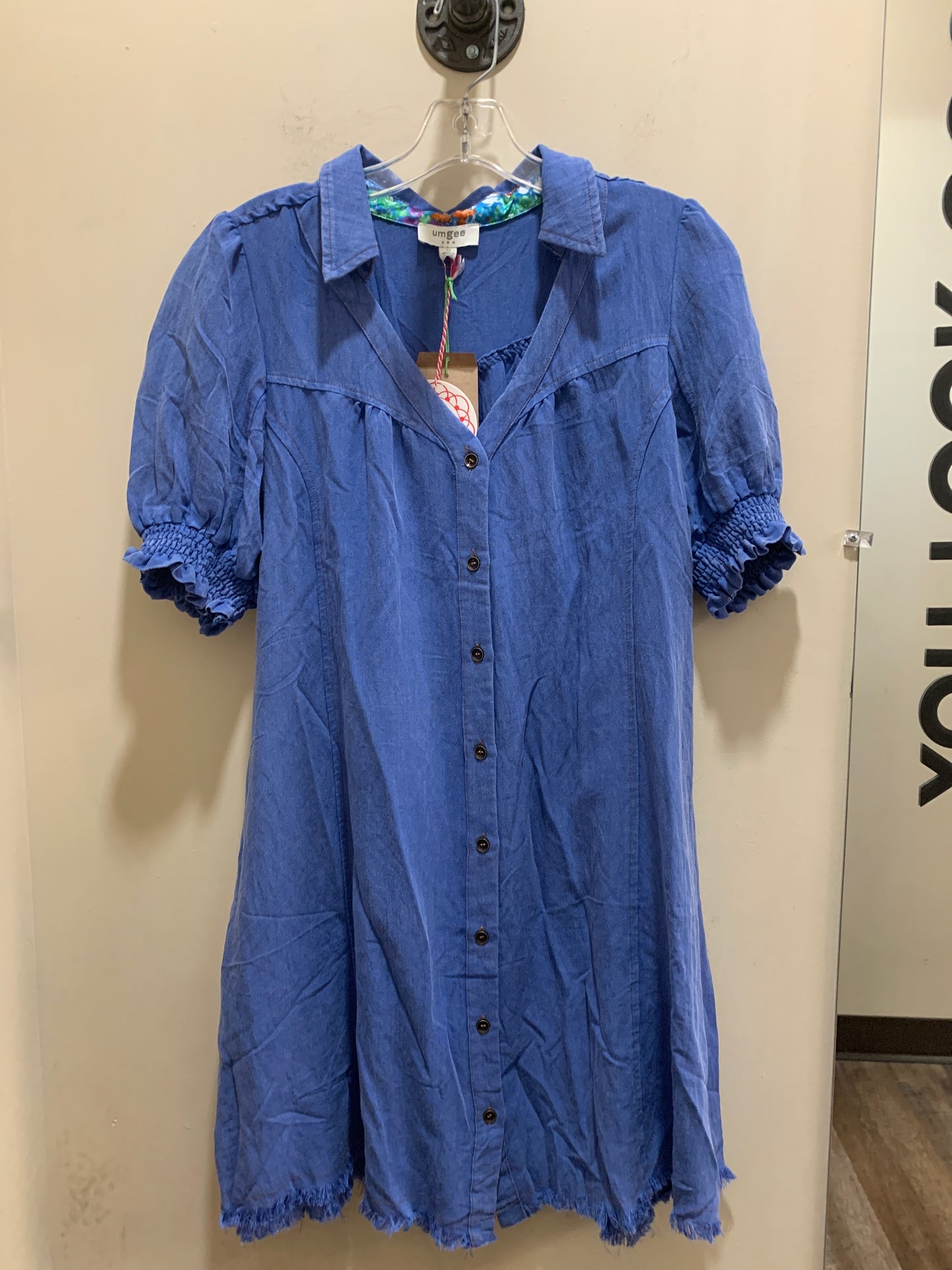 R0821 Blue Button Down Dress