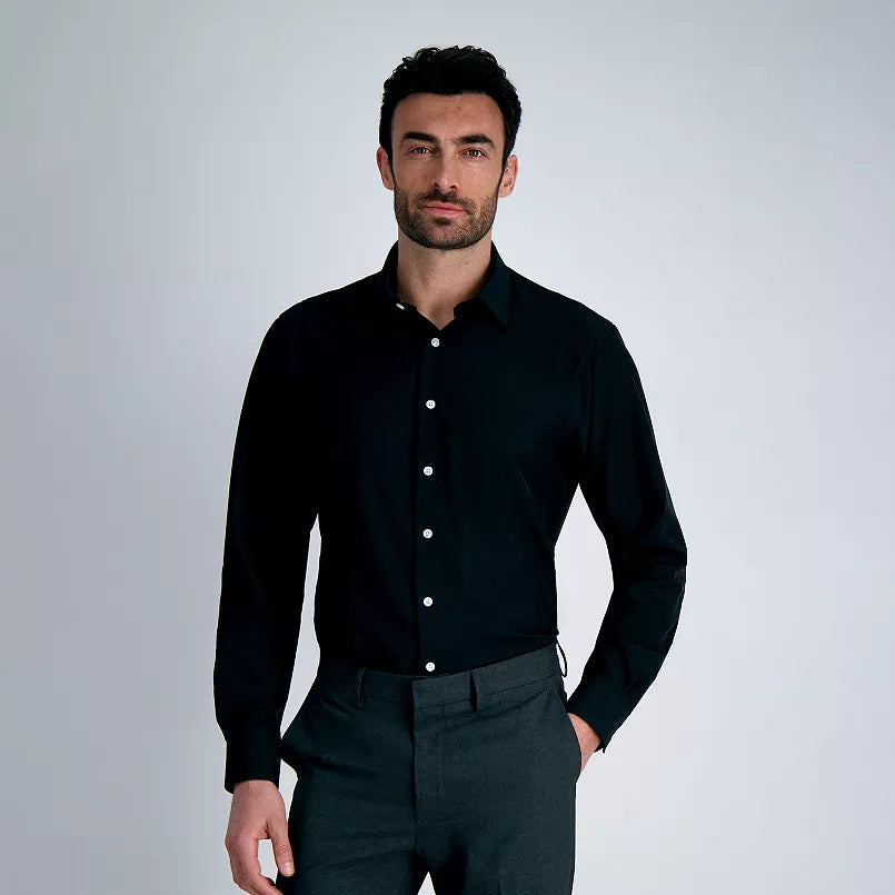 HAT019HR490 Hagger Men's Black Dress Button Down