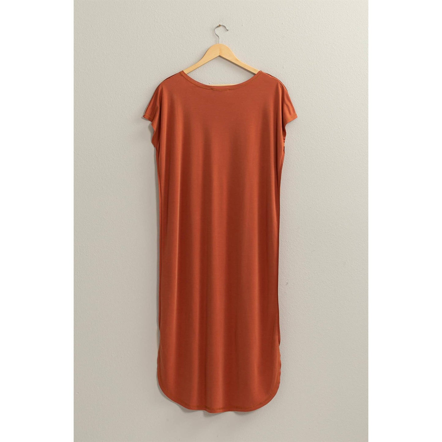 HIGH LOW MIDI DRESS BRICK