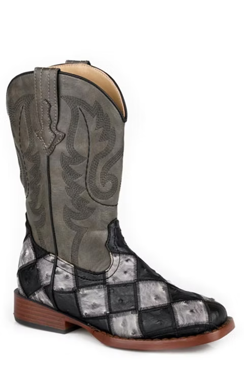 09-017-1902-3769 Roper Toddlers Bird Blocks Faux Ostrich Boots
