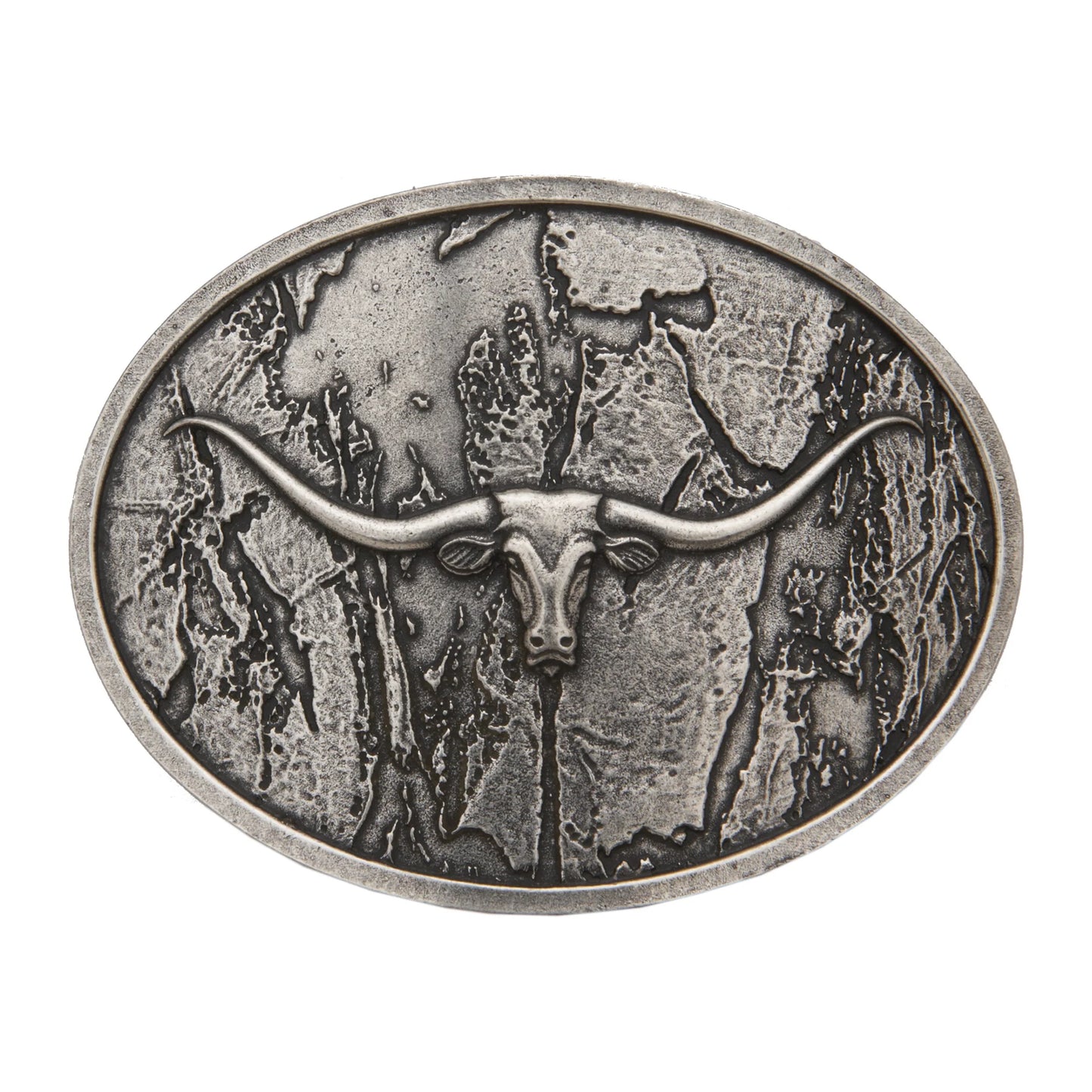 611 AndWest Antique Silver Wood Grain Longhorn
