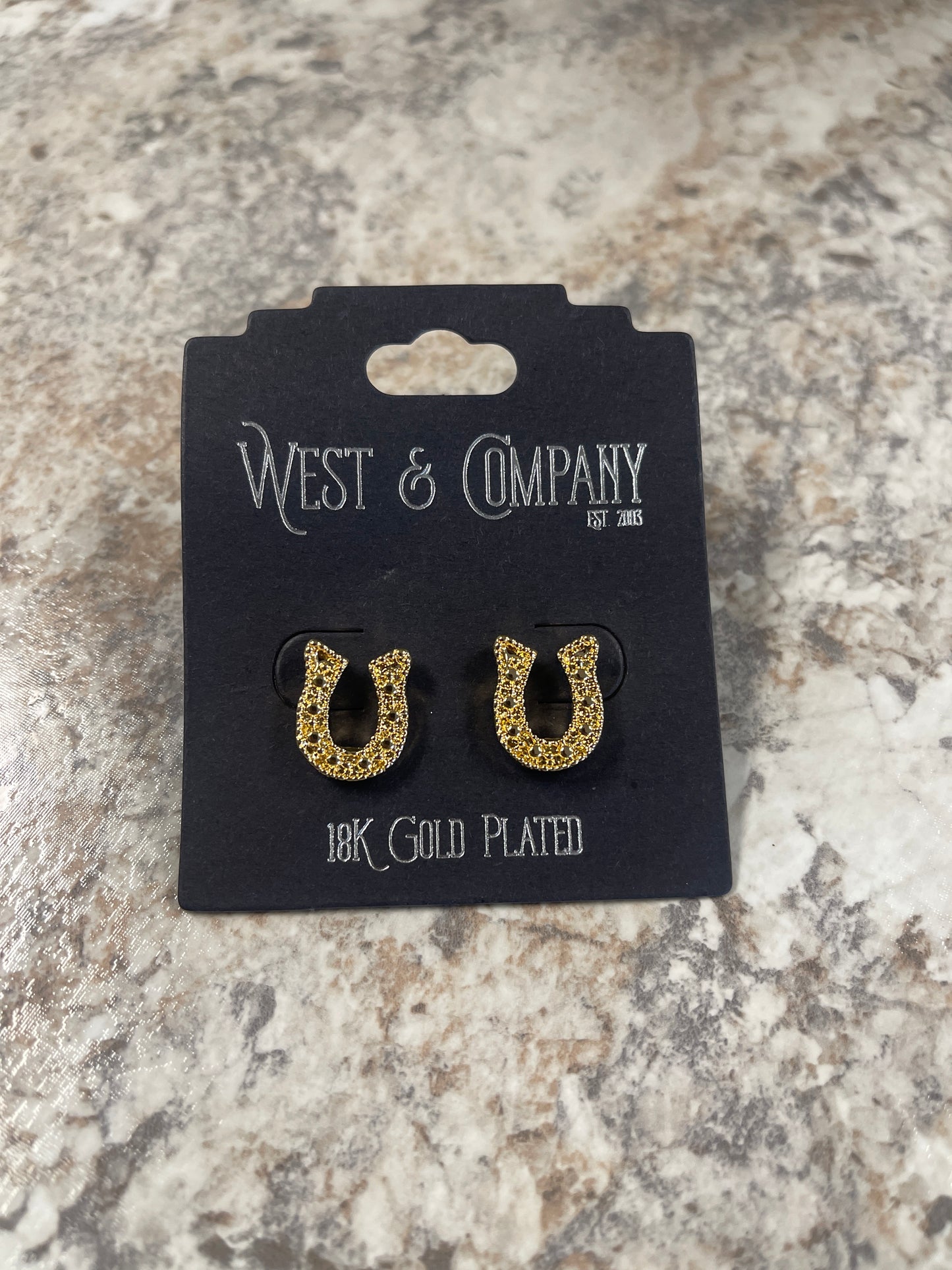 WC-E27G West & Co 18k Gold Plated Horseshoe Earrings