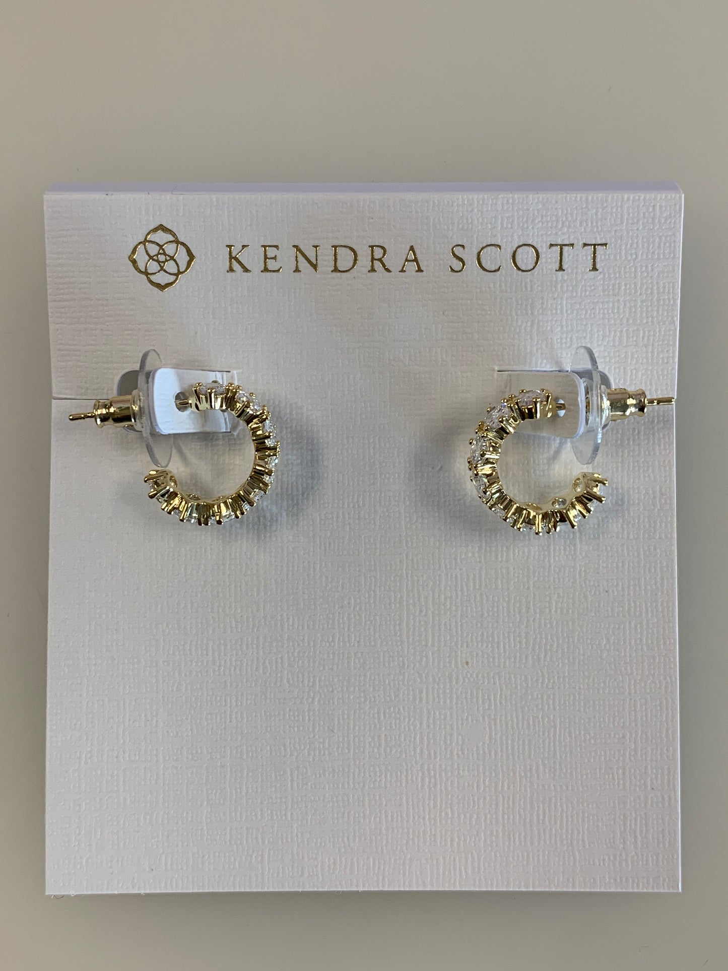 9608803467 Kendra Scott Cailin Gold Crystal Huggie Earrings in White CZ
