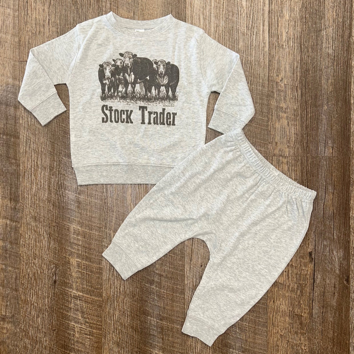 Stock Trader Infant Two Piece Outfit Gray