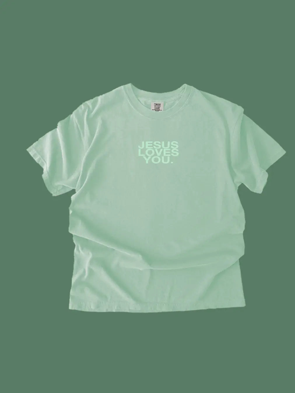 Mint Green Jesus Loves You T-Shirt