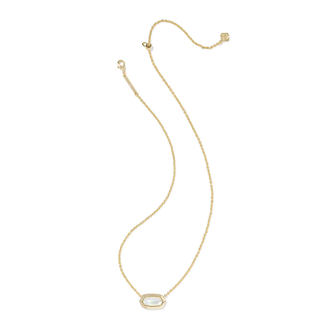 9608880297 Kendra Scott Elisa Bezel Gold Short Pendant Necklace in Ivory Mother of Pearl