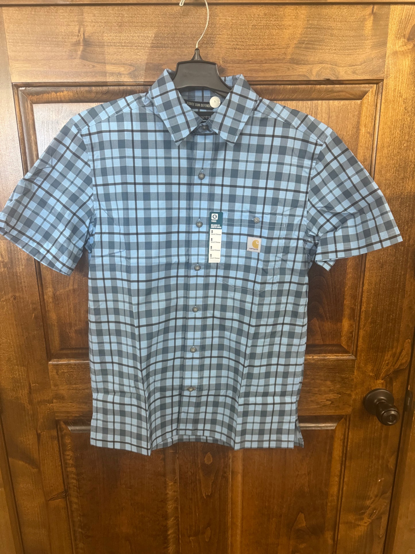 106747 Carhartt Force Sun Defender Relaxed Fit Lightweight Short-Sleeve Plaid Shirt