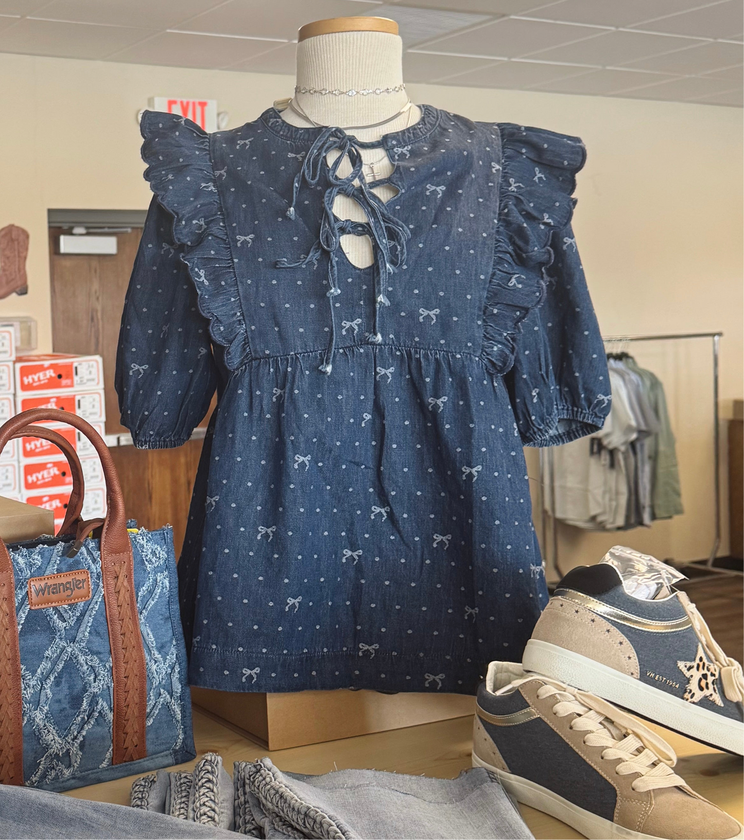 Denim Bow Top