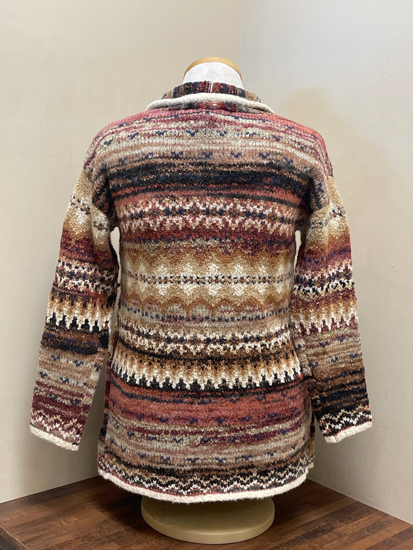 C2934 Charlie B Long Jacquard Cardigan w/ Patch Pockets