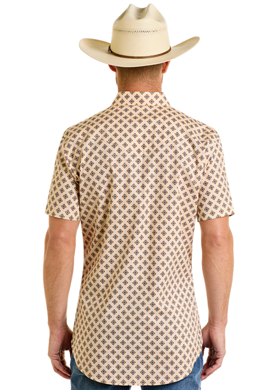 BMN3S06478 Rock & Roll Tan Geo Print Shirt