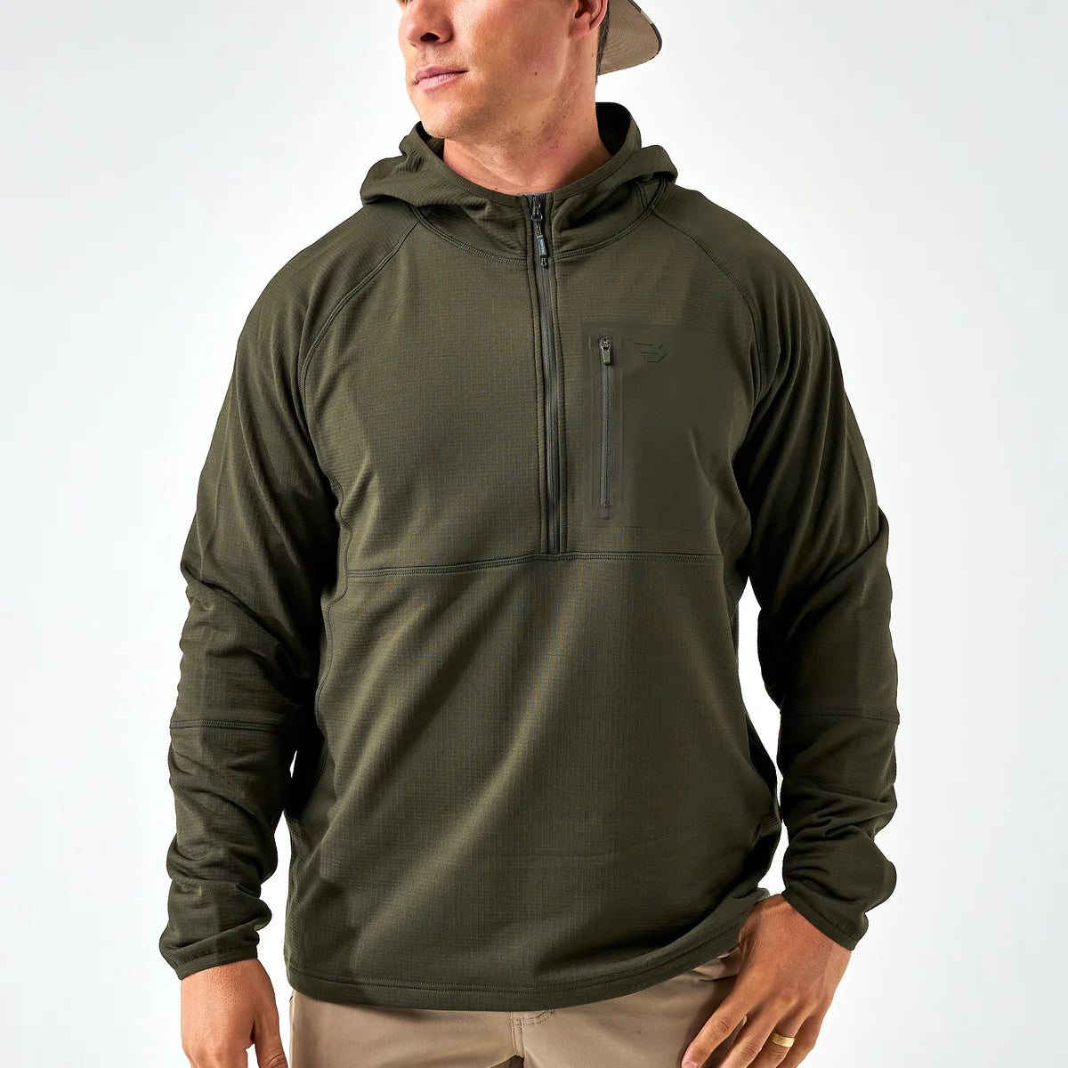 BTQZ-MG Burlebo Blaze Tech Quarter Zip - Mallard Green