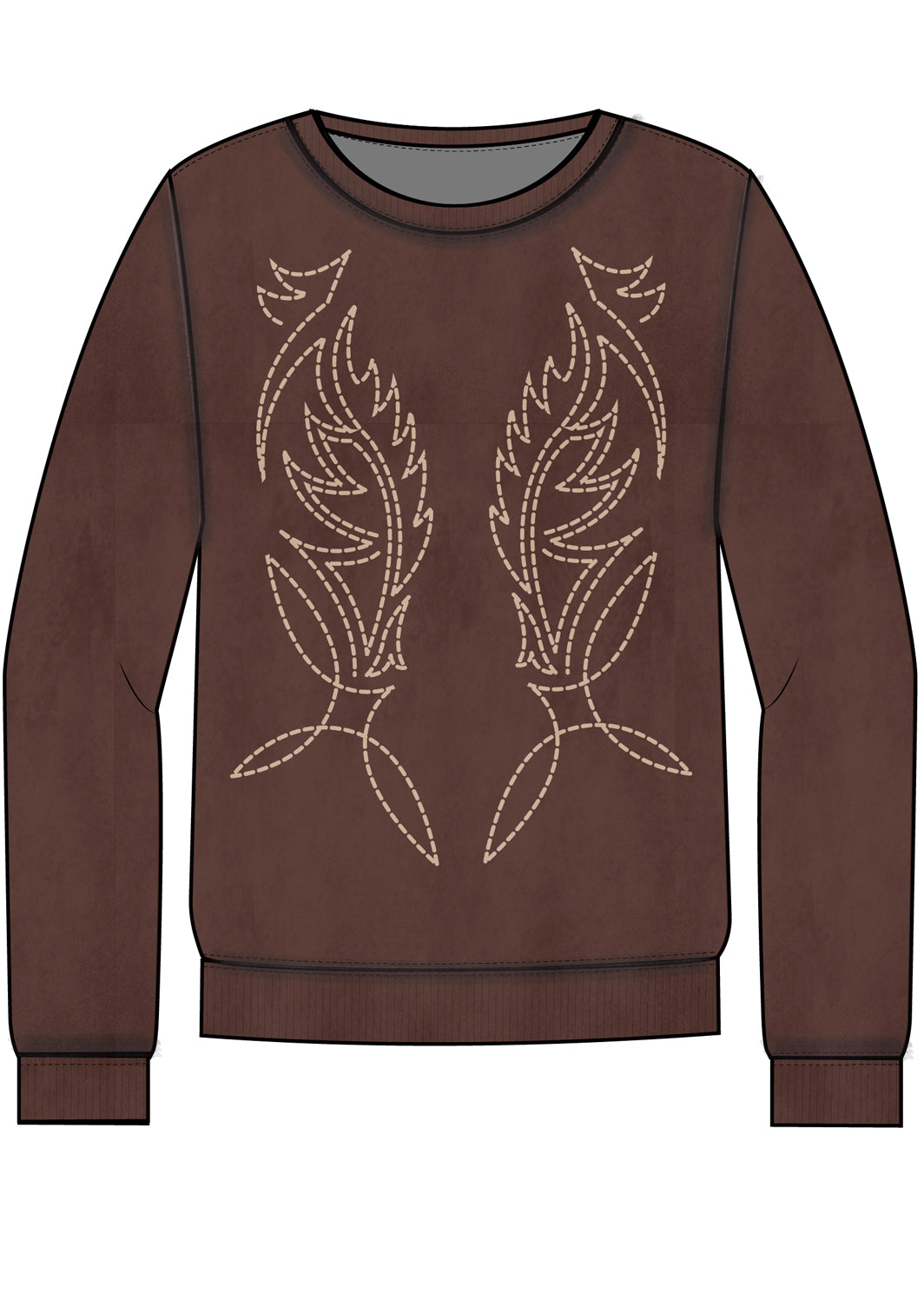 BW91T07780 Rock & Roll Embroidered Crew Neck Sweatshirt