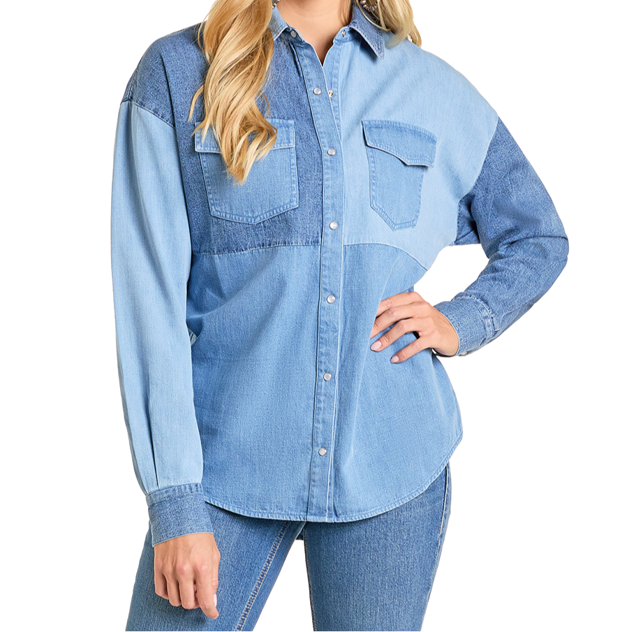 BWN2S06944 Rock & Roll Denim Patch Shirt
