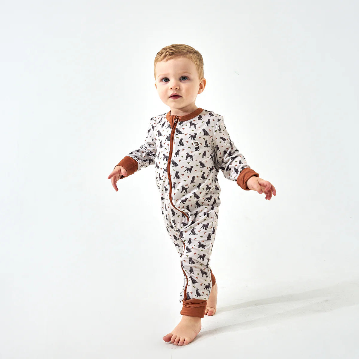 BZU-DAD Burlebo Ducks and Dogs Baby One Piece Zip Up