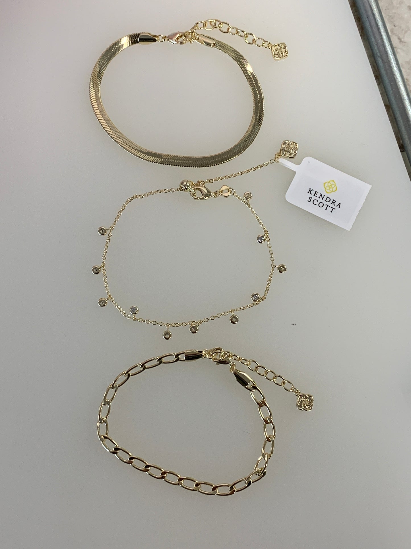 9608801670 Kendra Scott Kassie Set of 3 Chain Bracelets in Gold