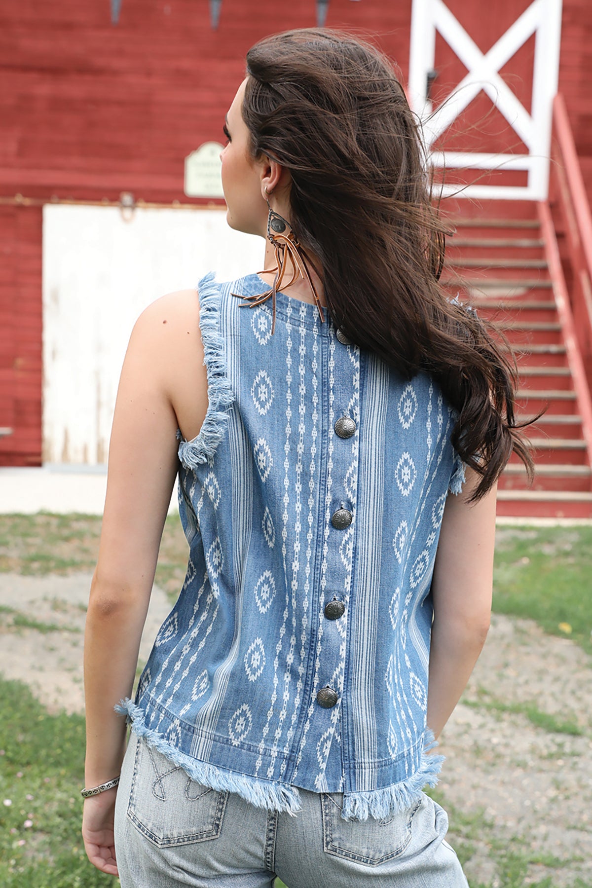 CTW7512001 Cruel Girl Aztek Chambray Denim Tank