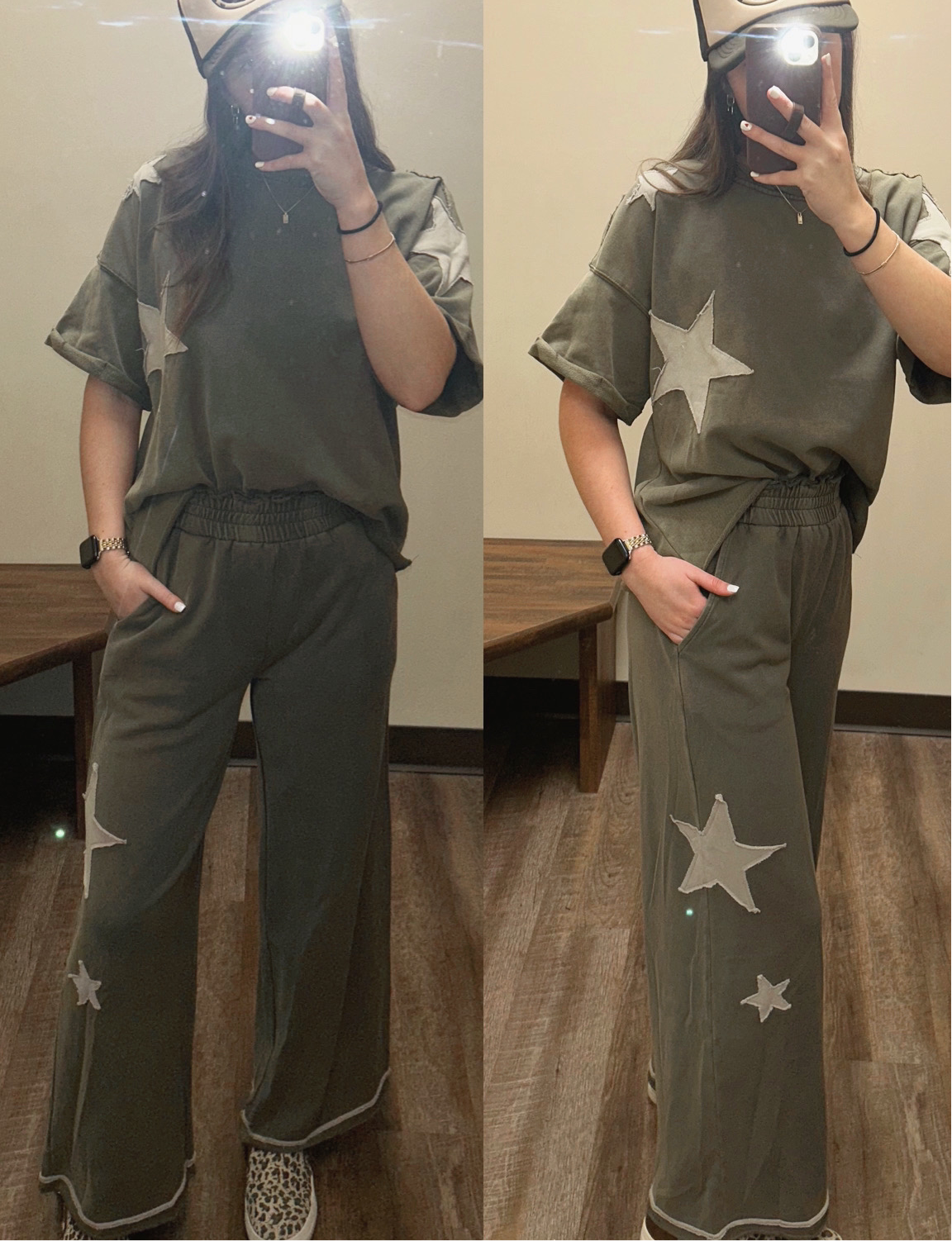 K9628 Olive Star Patch Pants