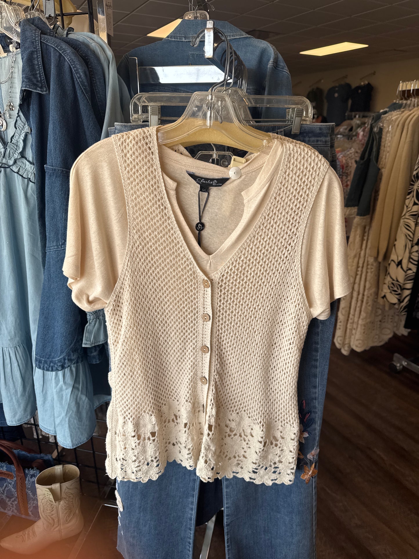 Natural crochet vest