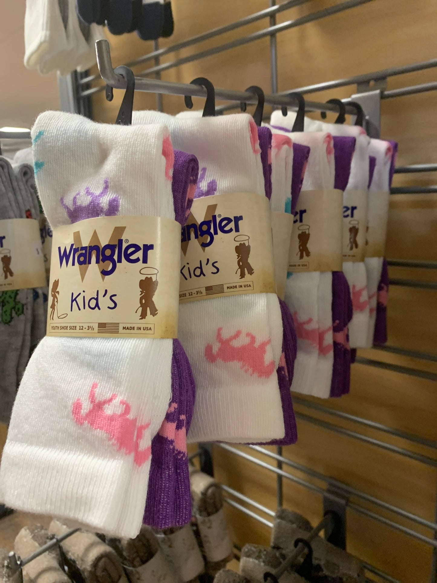 Wrangler Kid's Purple and White Horse Socks 2 pack