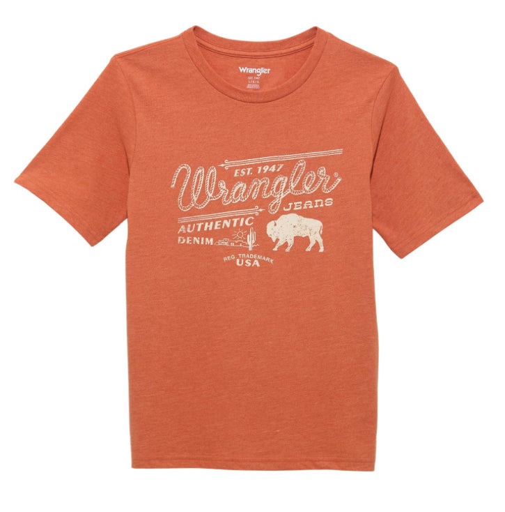 112361875 - Wrangler® Boys Short Sleeve T-Shirt - Mecca Orange Heather