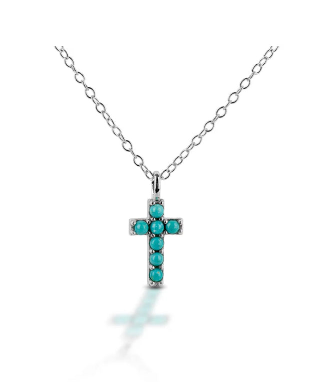 KH-TBP-CROSS Kelly Herd Small Cross Turquoise Necklace