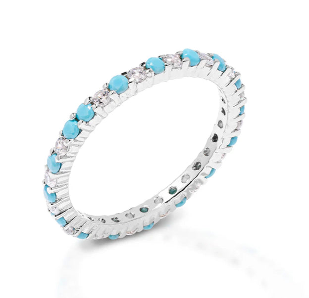KH-TBQ-CL Kelly Herd Clear & Turquoise Anniversary Band