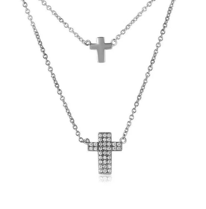 KHSSTP01516 Kelly Herd Double Cross Necklace