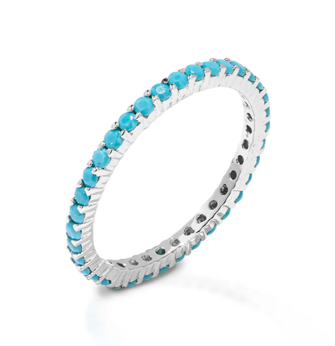 KH-FTQB Kelly Herd Sterling Silver Turquoise Anniversary Band