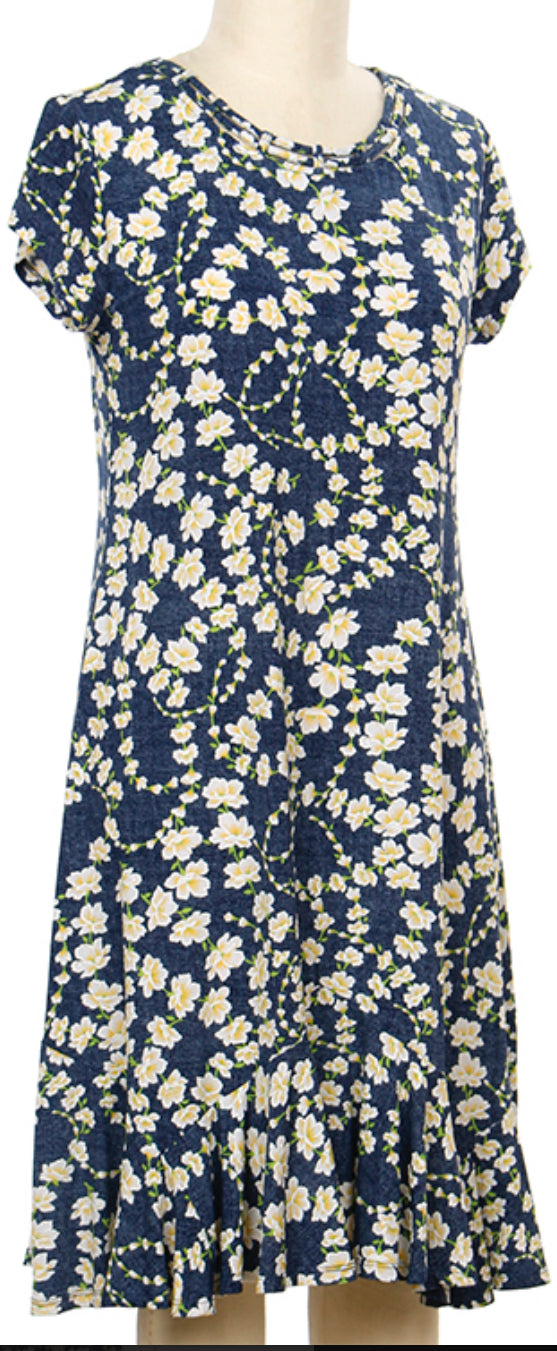 6354 Flutter Sleeve Cassara Printed Southern Lady Dress