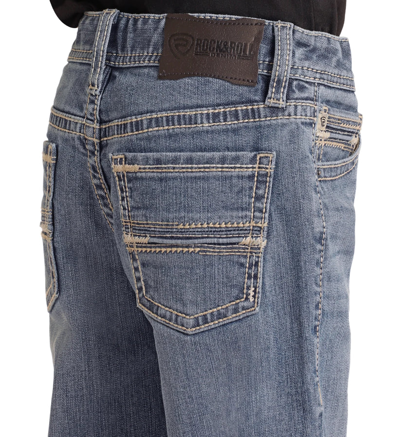 BB0BD06220 Rock&Roll Boys' Two Tone Embroidered Bootcut Jeans