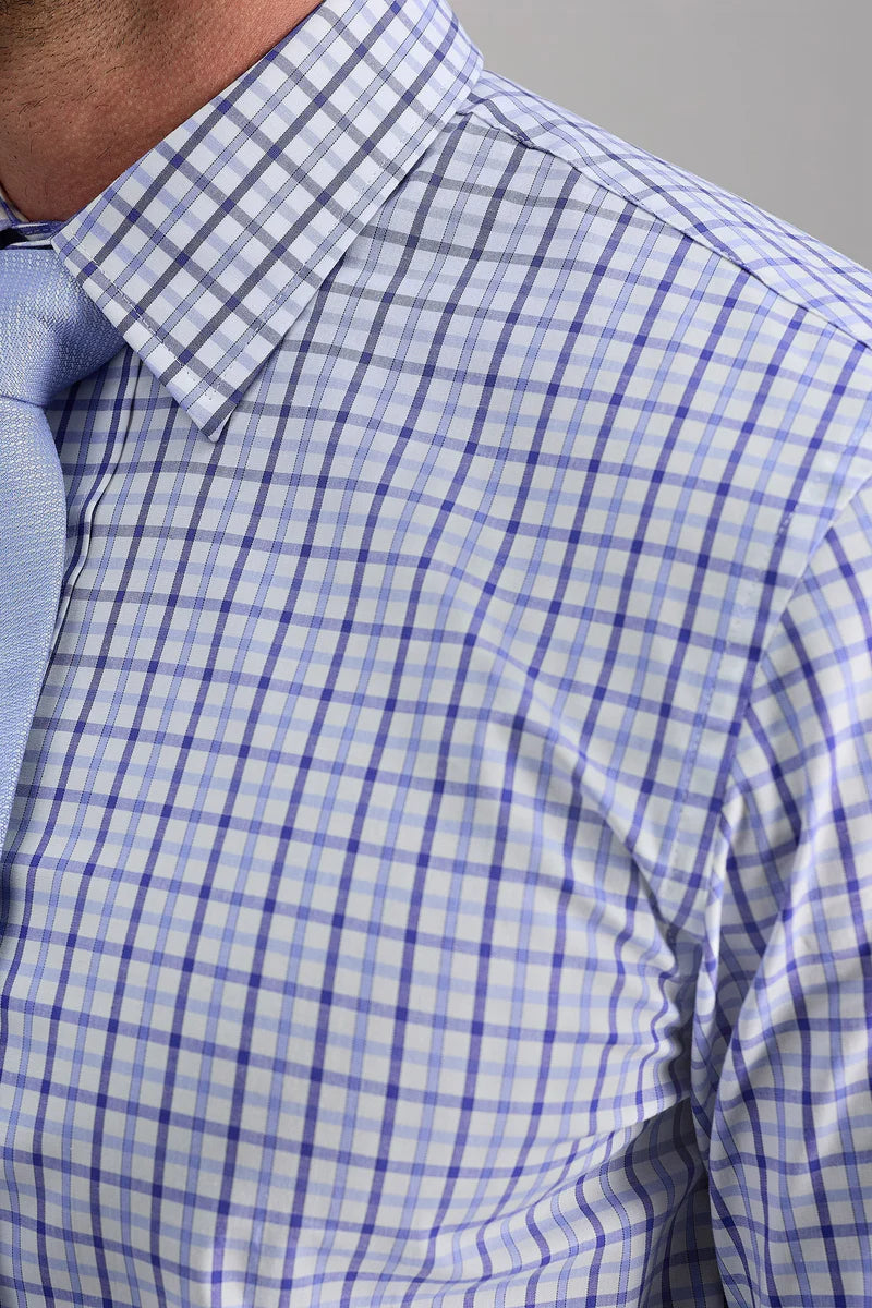 HAG021HE419 Tonal Blue Check Men's Haggar Shirt