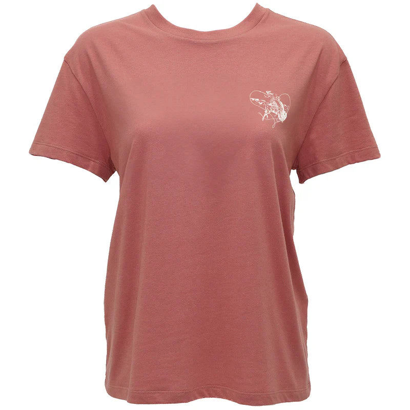 HT2637PK Hooey Ladies Buffalo Heart Light Mahogany Crew Neck Tee