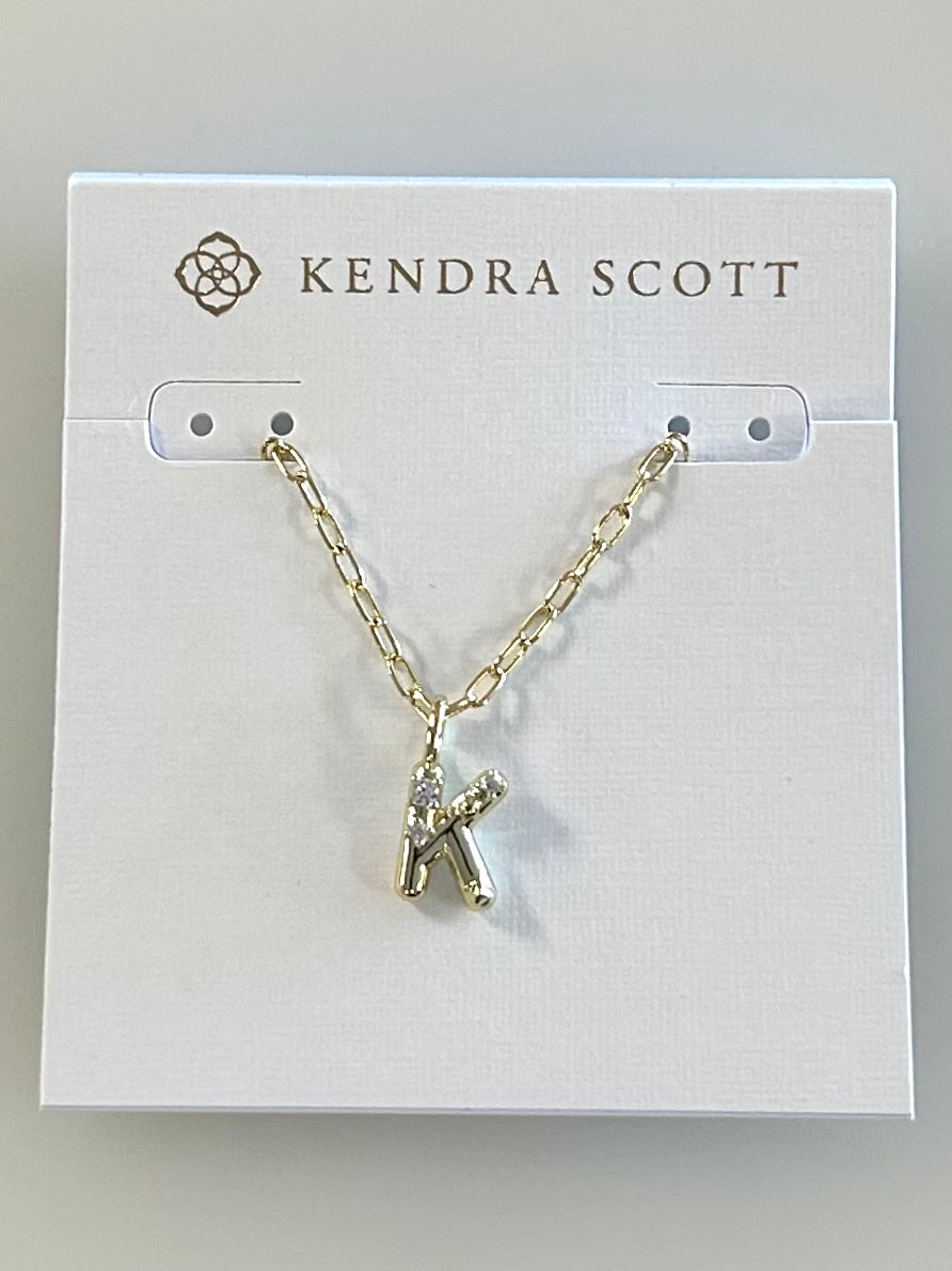 9608853635 Crystal Letter K Gold Necklace Kendra Scott