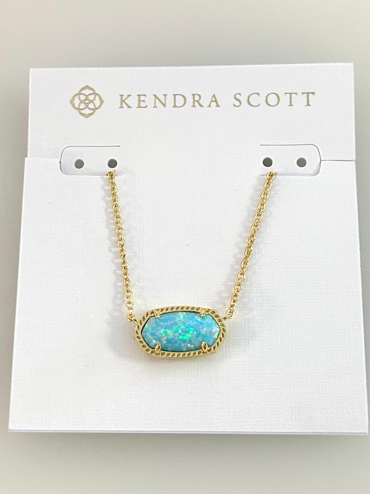 9608879029 Kendra Scott Elisa Necklace Gold Light Teal Opal