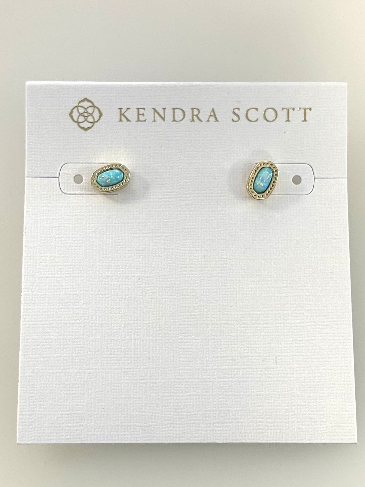9608879766 Kendra Scott Mini Ellie Stud Earrings Gold Light Teal Opal