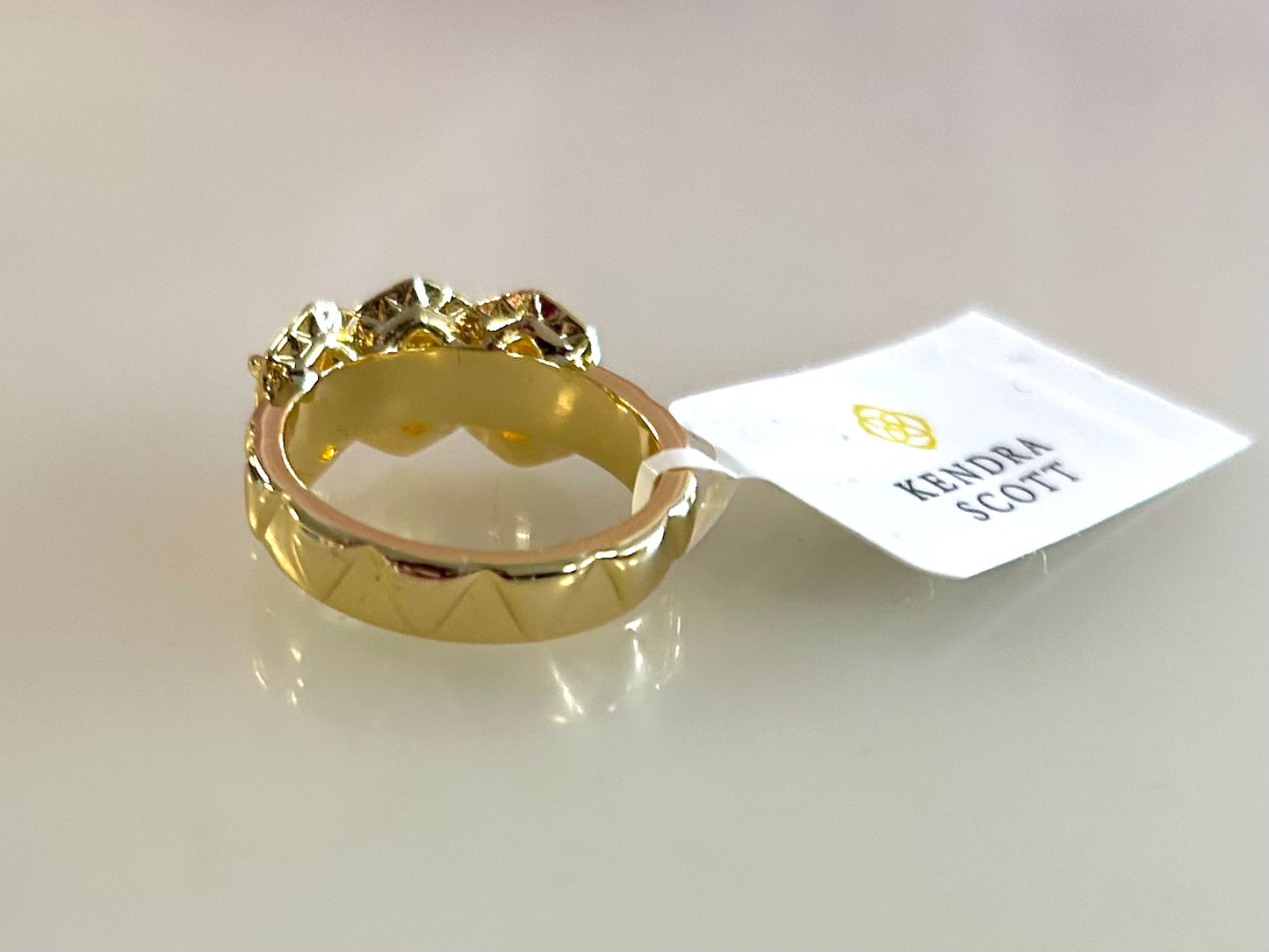 9608875240 Kendra Scott Daphne Band Ring Gold Dichoic Glass