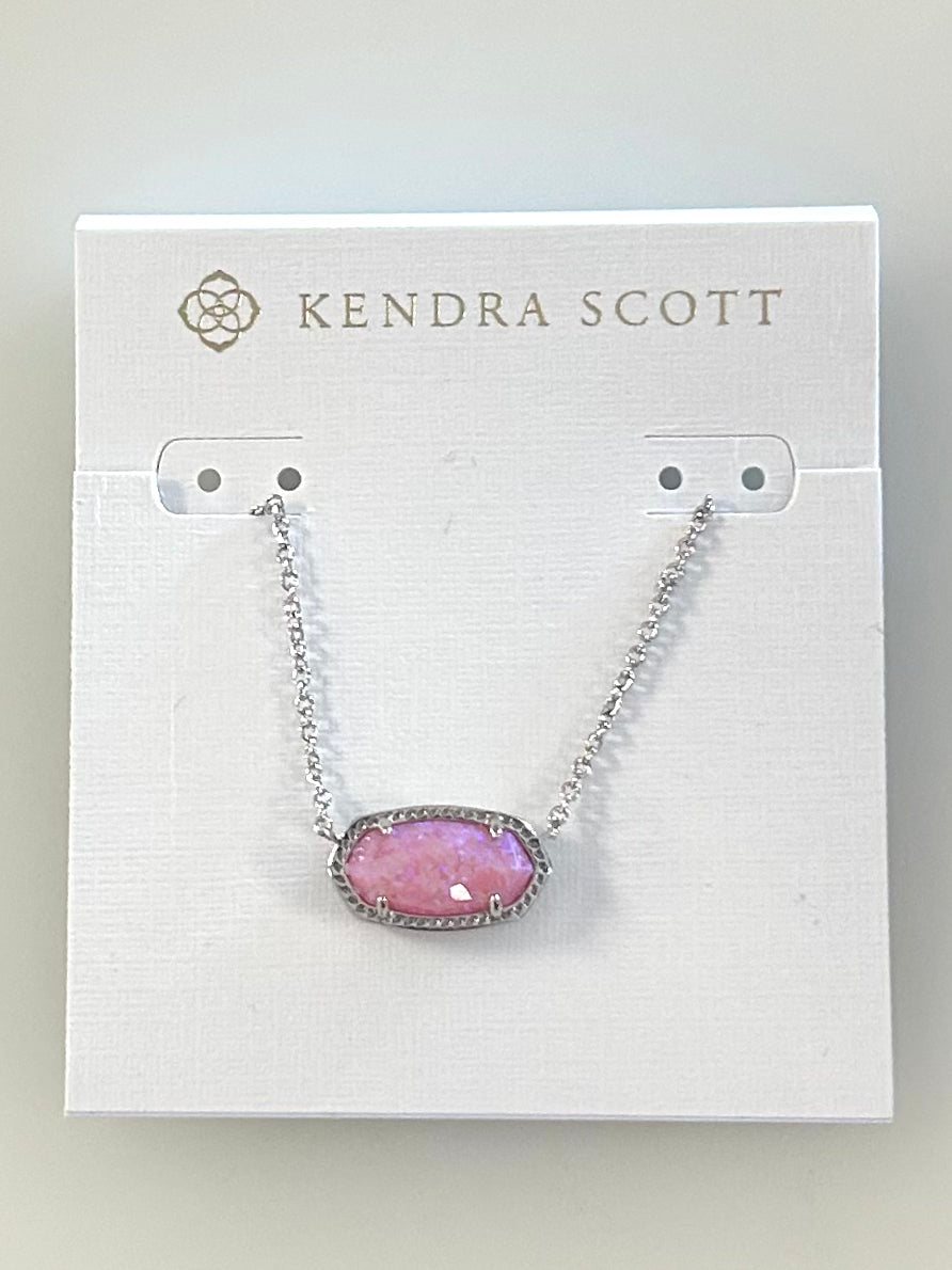 9608877668 Kendra Scott Elisa Necklace Rhodium Carnation Opal