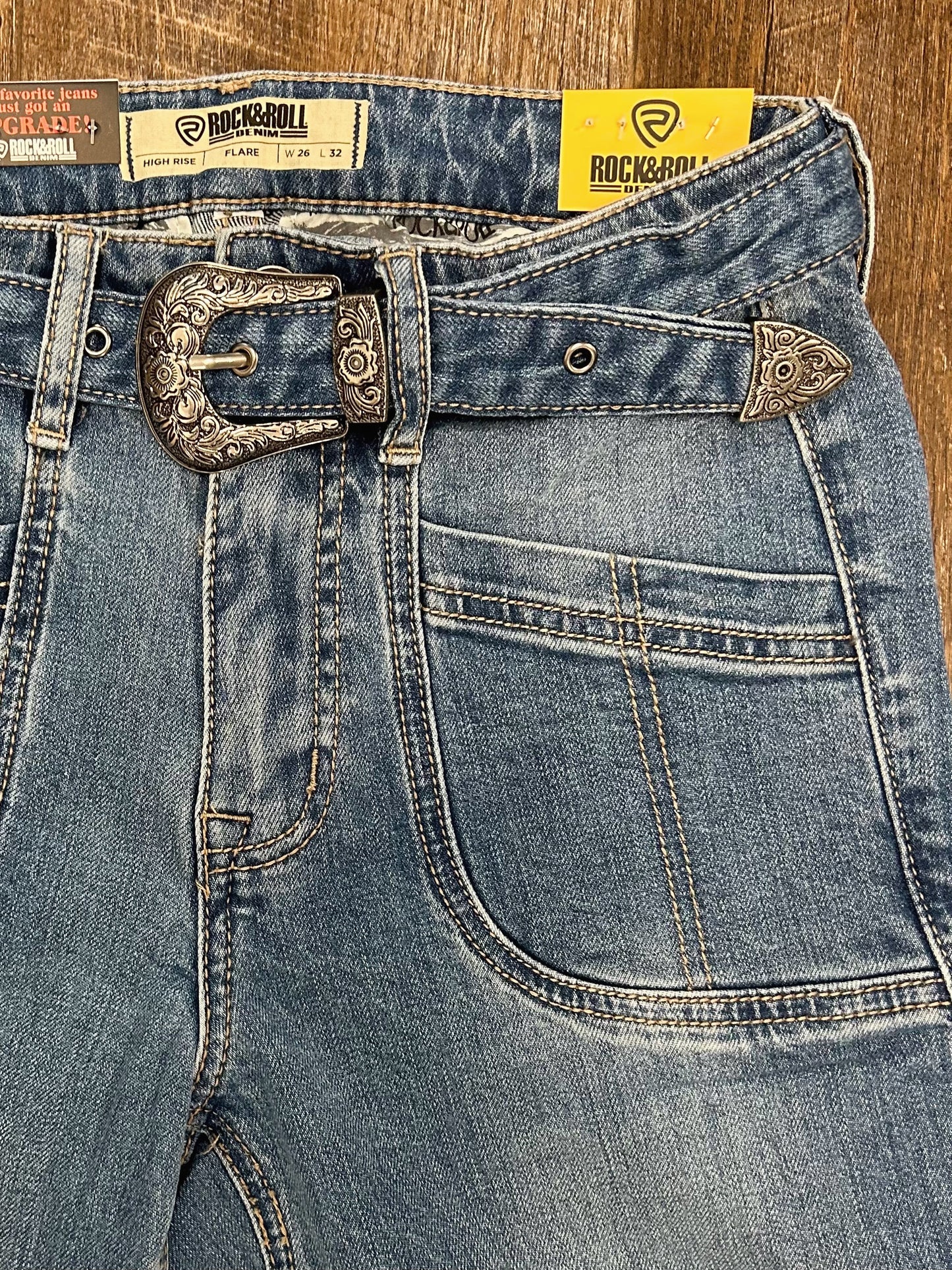 Rock & Roll Belted Flare Jean