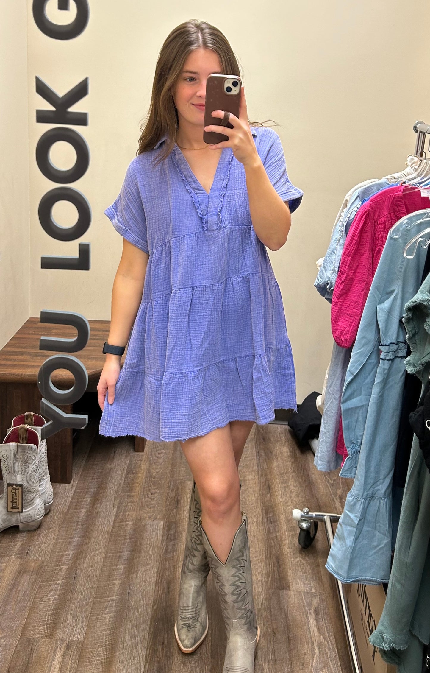 K6389 Purple Babydoll dress