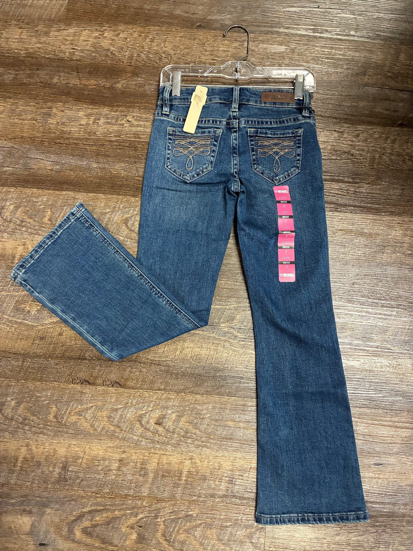BG4MD08619 Girl's Rock&Roll Cowgirl Bootcut Jeans - Bootstitch Embroidered Pocket