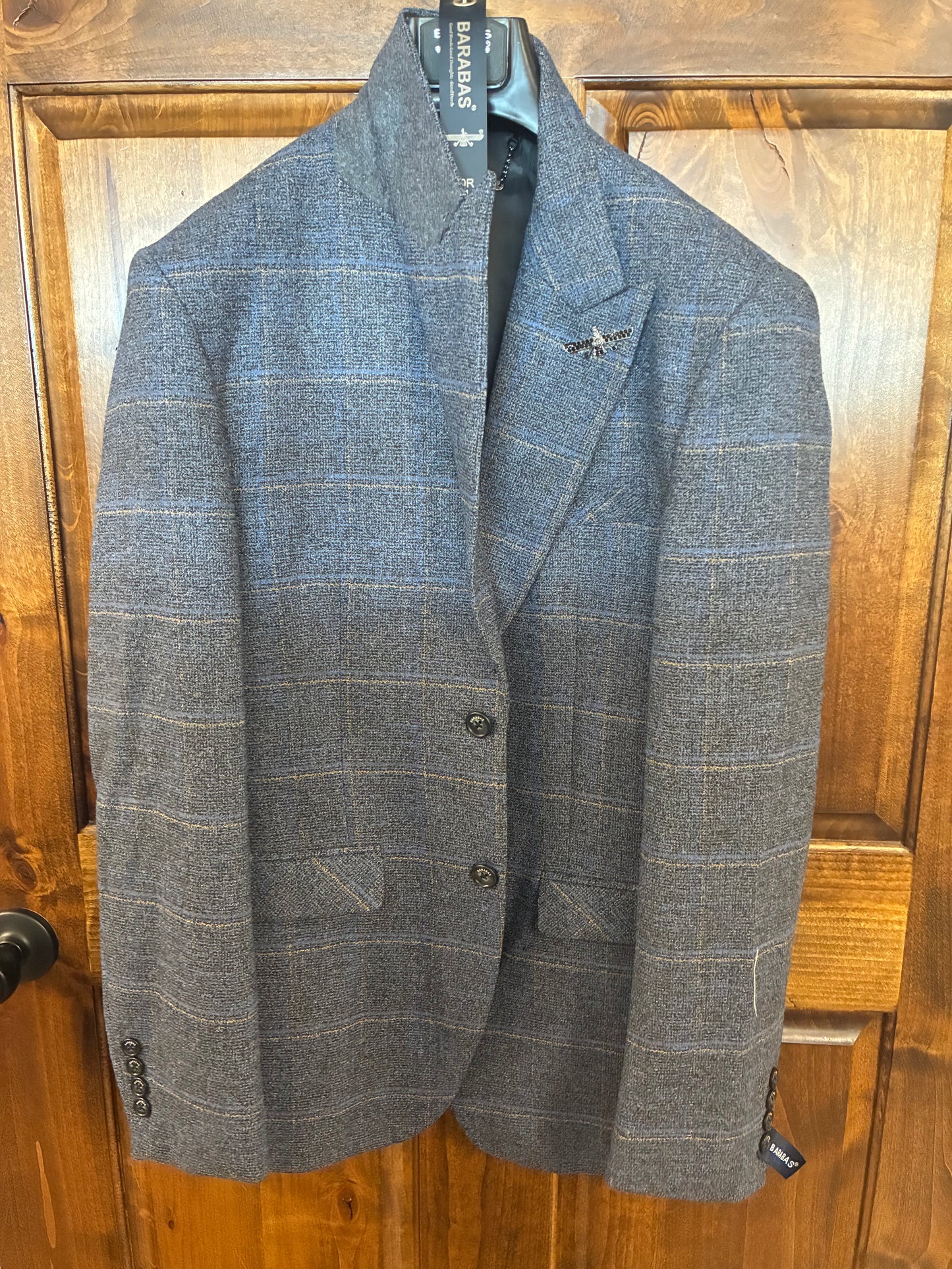 3BL11 Barabas Blue Plaid Men's Suit Jacket