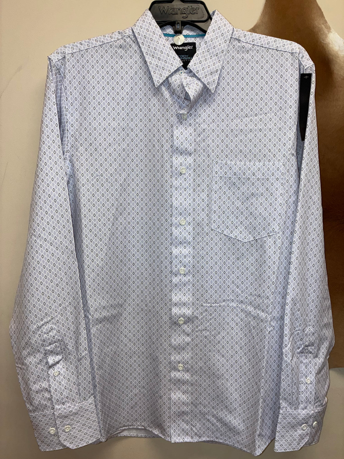 112385477 Wrangler Men's CoJo Long-Sleeve Print Button Shirt - Purple
